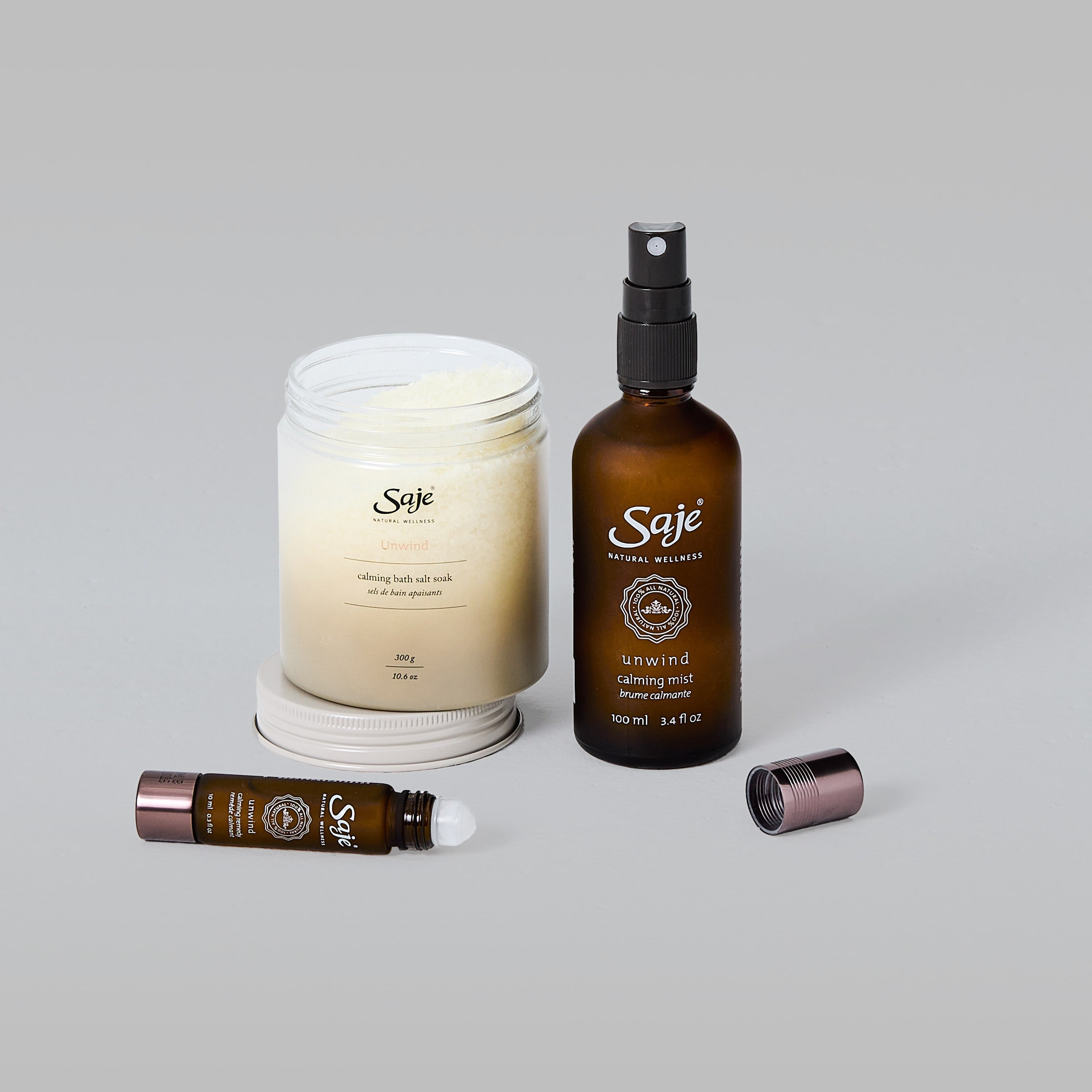 Hush x Saje Unwind & Drift Away Kit: Bath Salts, Oil and Mist | Hush