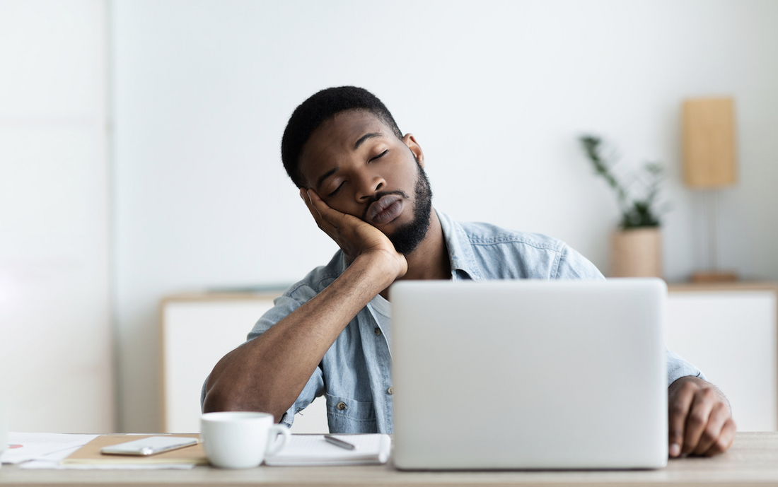 can you catch up on sleep: Man fell asleep in front of his laptop while working